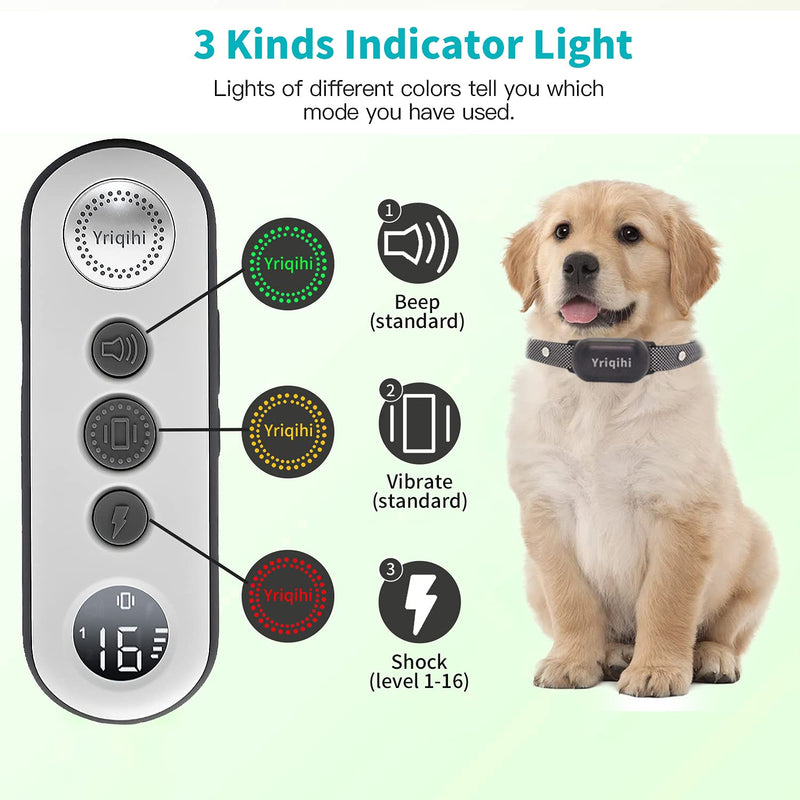 Dog Training Collar with Remote, Rechargeable Training Collar with Beep, Vibration and Shock Safe Training Modes, IPX7 Waterproof Dog Shock Collar with Remote for Large Medium Small Dogs Grey - PawsPlanet Australia