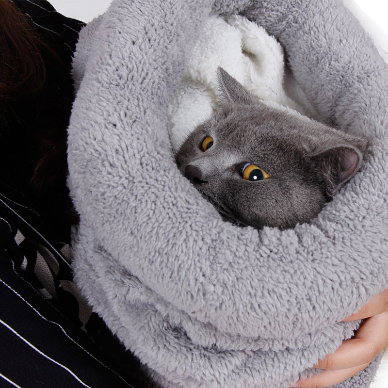 PAWZ Road Cat Sleeping Bag Self-Warming Kitty Sack 20 Inches X 22 Inches Grey - PawsPlanet Australia