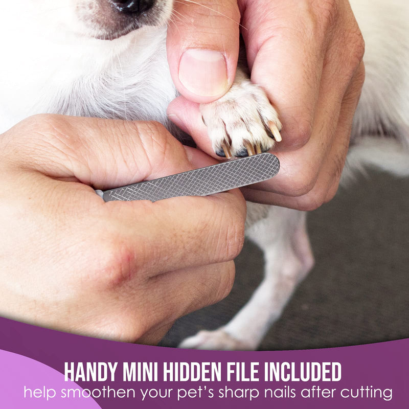 Professional Nail Clippers With Safety Guard For Dogs & Cats By Poodle Pet- Pet Grooming Clippers With Stainless Steel Blades For Smooth Cuts- Dog Nail Trimmers With Hidden File For Small & Large Dogs - PawsPlanet Australia