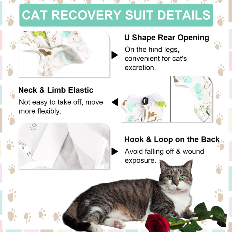 HACRAHO Recovery Suit for Cat, 1 PCS Lovely Dinosaur Pet Surgical Recovery Suit Pet E-Collar Alternative for Small Medium Pets, L - PawsPlanet Australia