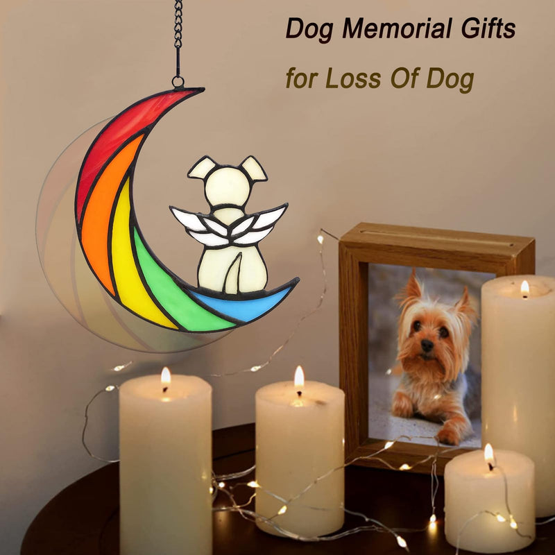 IAIGOGO Dog Memorial Gifts for Loss of Dog, Rainbow Bridge Pet Sympathy Gift Dog Bereavement Gifts Dog Passing Away Gifts Stained Glass Hanging Remembrance Ornaments for Dog Lovers - PawsPlanet Australia