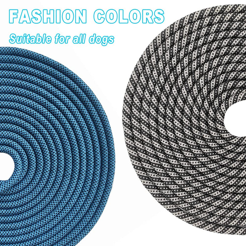 YUCFOREN Check Cord/Tie Out Long Rope Leash for Dog Training 15FT 20FT 26FT 40FT Obedience Recall Training Agility Lead for Large Medium Small Dogs, Great for Training, Camping, Playing, Backyard Black blue - PawsPlanet Australia