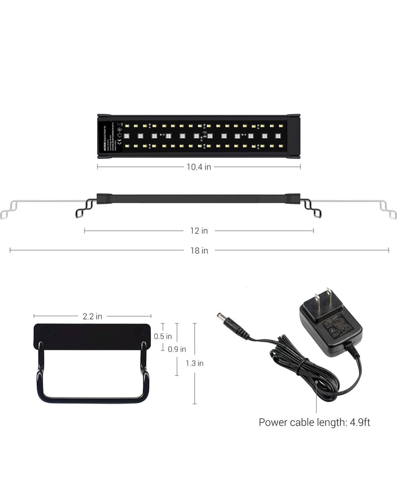 NICREW RGB+W LED Aquarium Light with Remote Control, Full Spectrum Fish Tank Light for Planted Freshwater Tanks 12 - 18 in - PawsPlanet Australia