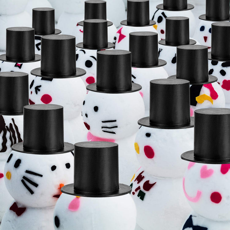 Mini Black Top Hats, Miniature Top Hats, Plastic Magician Hats for DIY Decoration Party Supplies, Snowman Decorating, Christmas Party, Birthday Party, Wedding, Family Gathering. - PawsPlanet Australia