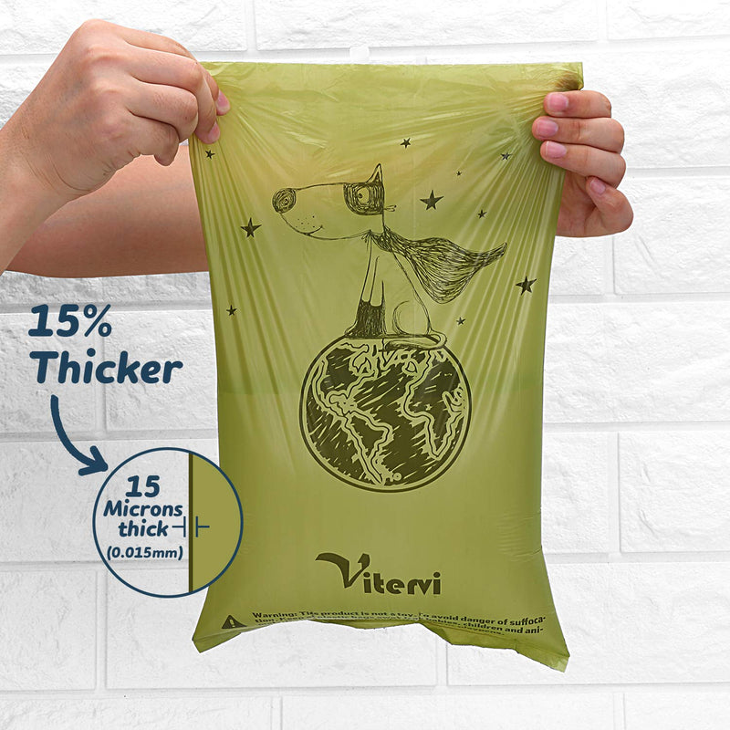 [Australia] - Vitervi Dog Poop Bags, (135/360 Counts) Doggie Bags for Poop, Extra Thick and 100% Leak-Proof, Eco-Friendly Biodegradable Pet Waste Bags Refill Rolls with Dispenser and Leash Clip Unscented 135 Bags, 9 Rolls 