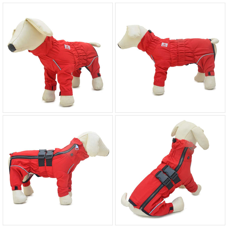 Lovelonglong Dogs Waterproof Jacket, Lightweight Waterproof Jacket Reflective Safety Dog Raincoat Windproof Snow-proof Dog Vest for Small Medium Large Dogs Red M - PawsPlanet Australia