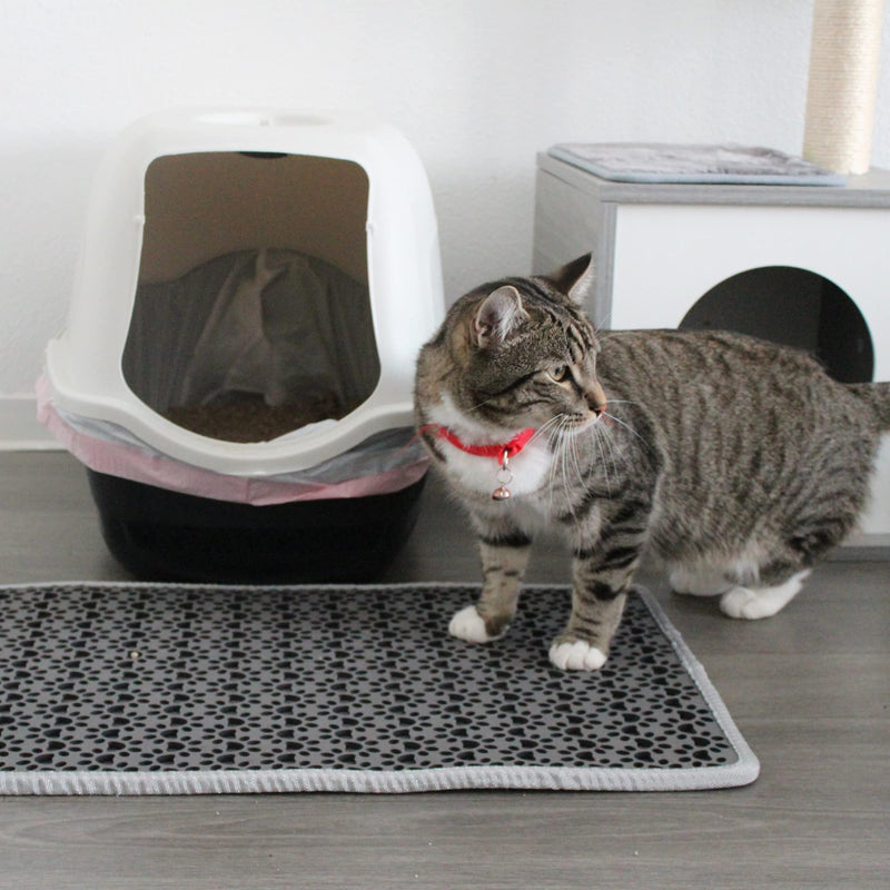 Bazerga cat litter box mat, cat litter, cat mat, litter box underlay, cat litter box mat, waterproof double layer design mat, %100 EVA made of cat litter boxes & accessories (38-61 cm, grey) 38x61 grey - PawsPlanet Australia