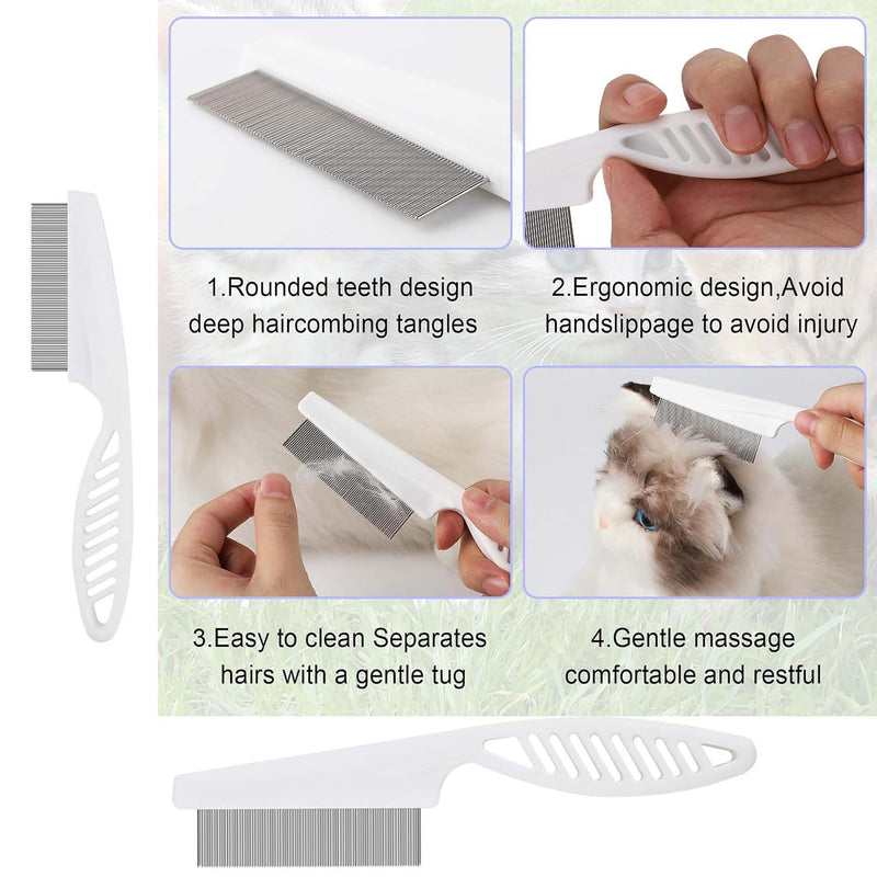 MEISO 4 pieces animal hair comb, cats and dogs comb, multifunctional animal hair comb, cat dog flea comb, pet tear stain remover comb set, pet dog cat care comb - PawsPlanet Australia