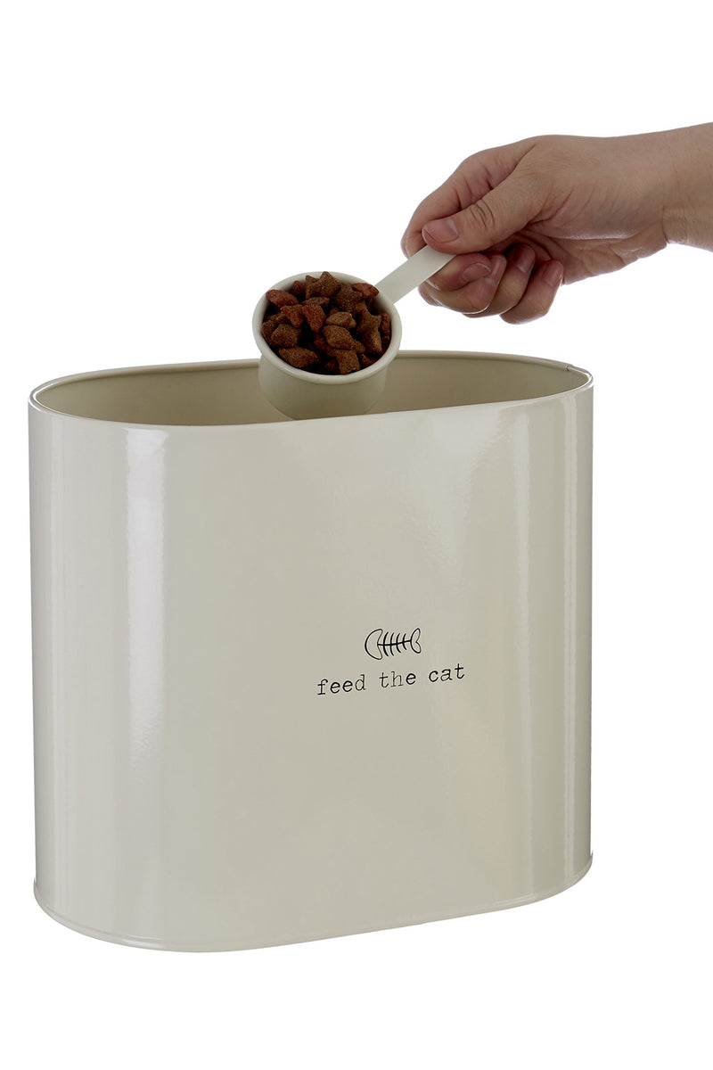 Premier Housewares Adore Pets Feed The Cat Food Storage Bin with Spoon, 6.5 L - Cream 6.5 Litre - PawsPlanet Australia