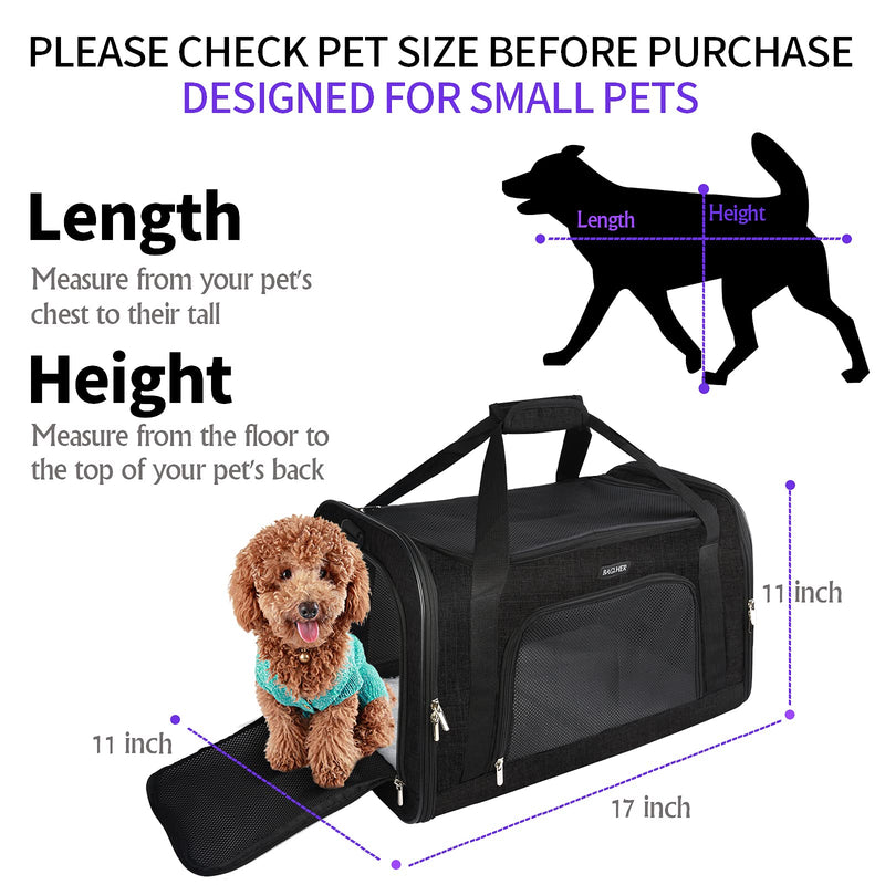 BAGLHER 丨Pet Travel Carriers, Suitable for Small and Medium-Sized Cats and Dogs Pet Soft Carrier; Thickened Bottom, Ventilated Design, Four-Way Entrance; Suitable for Travel, Hiking, and Outdoor Use. M(17*11*11 inch) Black - PawsPlanet Australia