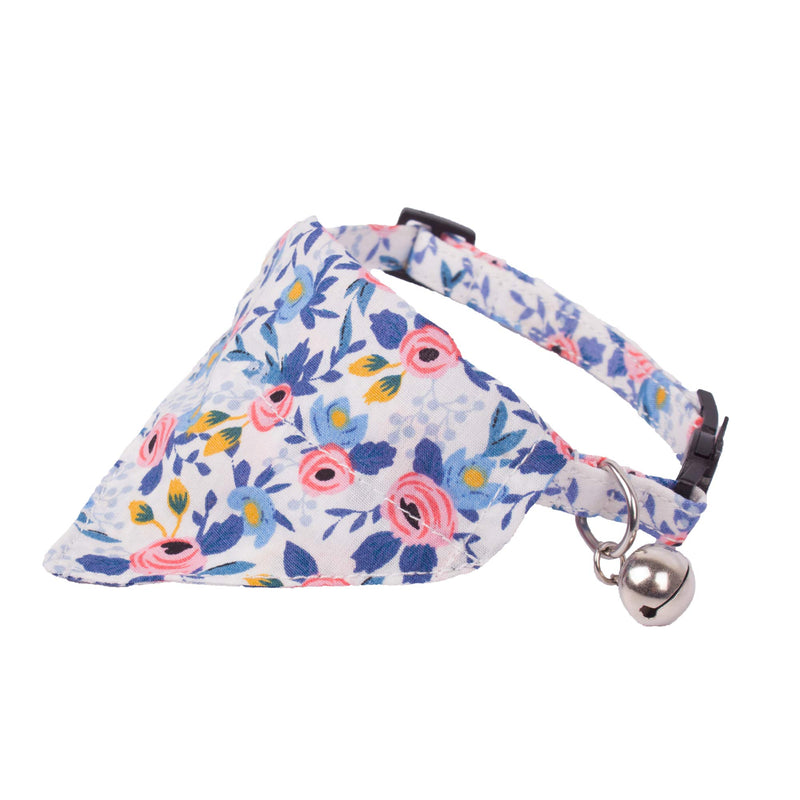 PTDECOR Bow Tie Cat Collar Bandana - 2 Pack Floral Cat Kitten Collar with Bowtie and Bandana Adjustable Cat Bow Tie Collar with Bell for Cat Puppy Blue - PawsPlanet Australia