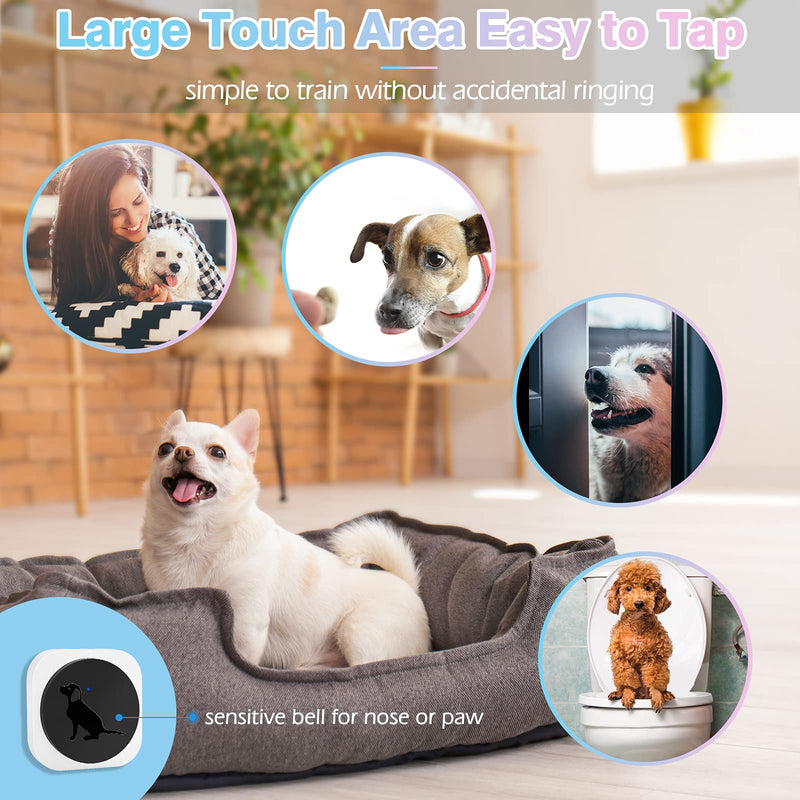 Aimego Dog Door Bells for Potty Training, Wireless Dog Bell with Sensitive Large Touch Area, Sturdy Anti-Drop IP65 Waterproof Material and 20 Melodies, Dog Doorbell for Puppies (Black) - PawsPlanet Australia