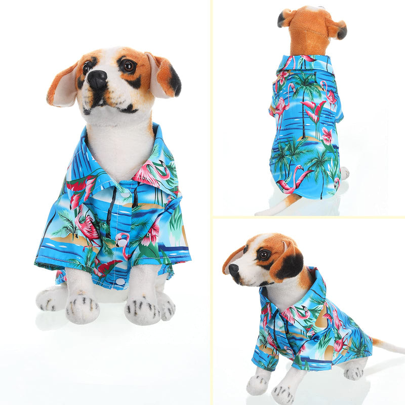 2 Pieces Hawaiian Dog Shirts Pet Summer T-Shirts Coconut Tree Flamingo Print Dog Clothes Pet Camp Shirts Dog Beach Apparels for Small to Medium Dogs and Cats (M Size) M Size - PawsPlanet Australia