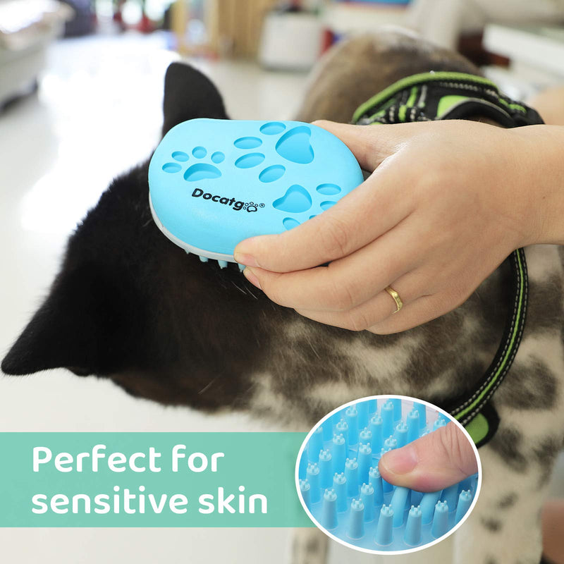 Docatgo Dog Cat Puppy Bath Brush, Grooming Massage for Short or Long Haired Pet, Easy to Clean Slicker Gentle Deshedding Comb with Removable Screen, Silicone Bristles Shedding Kit groomi Tool - PawsPlanet Australia