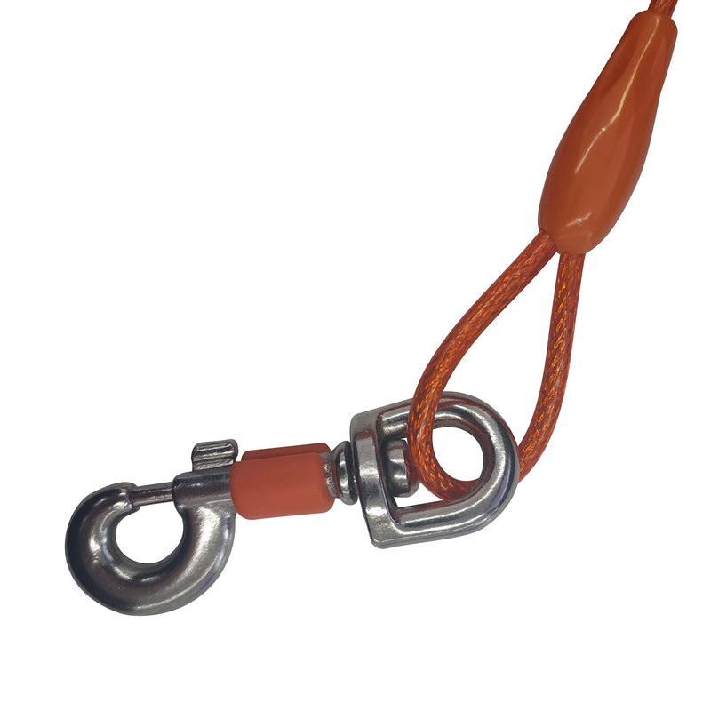 EzyReach Cable Leash for Dogs, Pet Tie Out Cables Leashes Yard Leash for Large Dogs up to 68 kg (150 lbs), 9 m (30 ft) Orange 30 ft (150 lbs) - PawsPlanet Australia