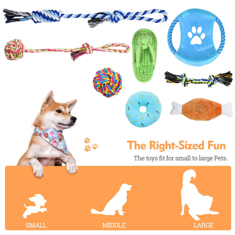 WD&CD 8 Pcs Dog Toys, Chew Toys for Dogs Dog Squeaky Toy Dog Chew Rope Toy Puppy Teething Toy Dog Rope Toy for Puppies Small Large Dogs - PawsPlanet Australia