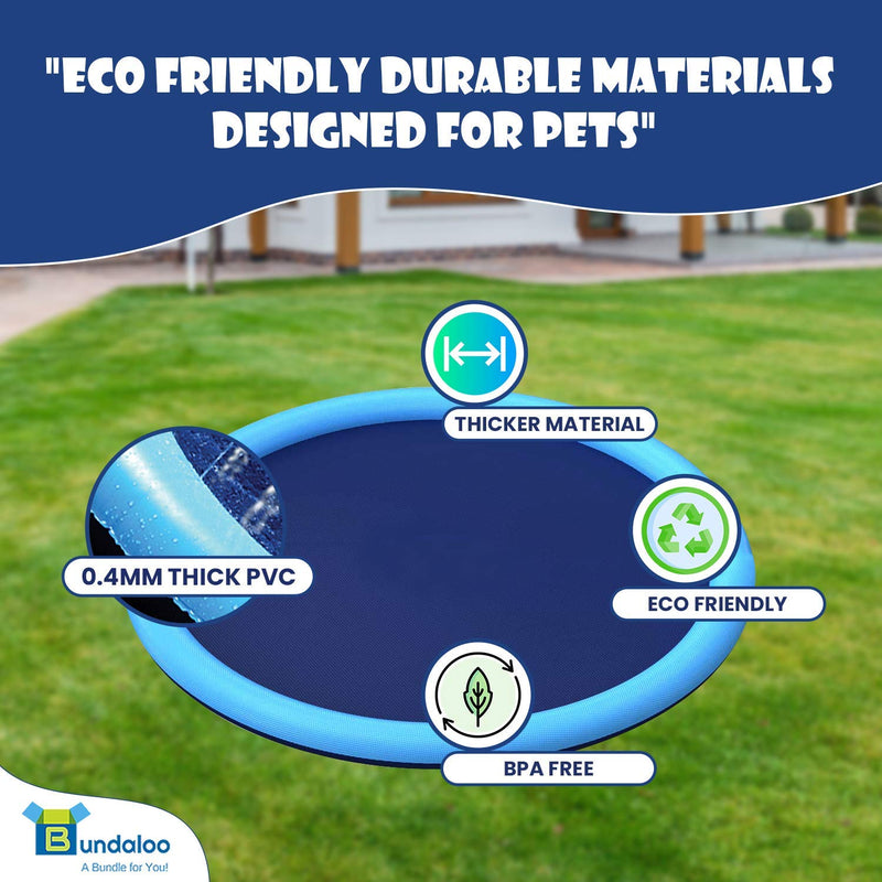 Bundaloo Dog Sprinkler Pool - Outdoor Water Splash Mat & Bathing Fountain for Pets - Thick PVC Material, Non-Slip Bottom, Connects to Standard Garden Hoses - Summer, Lawn & Yard Toy - 51” Diameter - PawsPlanet Australia