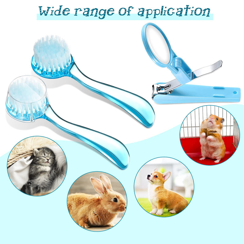 2 Pieces Hedgehog Bathing Brush with Nail Toenail Clipper with Magnifier Round Head Cleaning Bath Brush Nail Clipper Trimmer for Pet Hamster Small Animal - PawsPlanet Australia