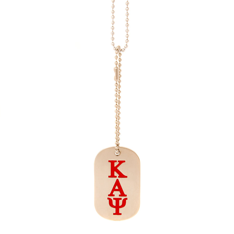 [Australia] - Desert Cactus Kappa Alpha Psi Fraternity Silver Dog Tag Necklace with Crest Greek Nupe (Silver Dog Tag) 