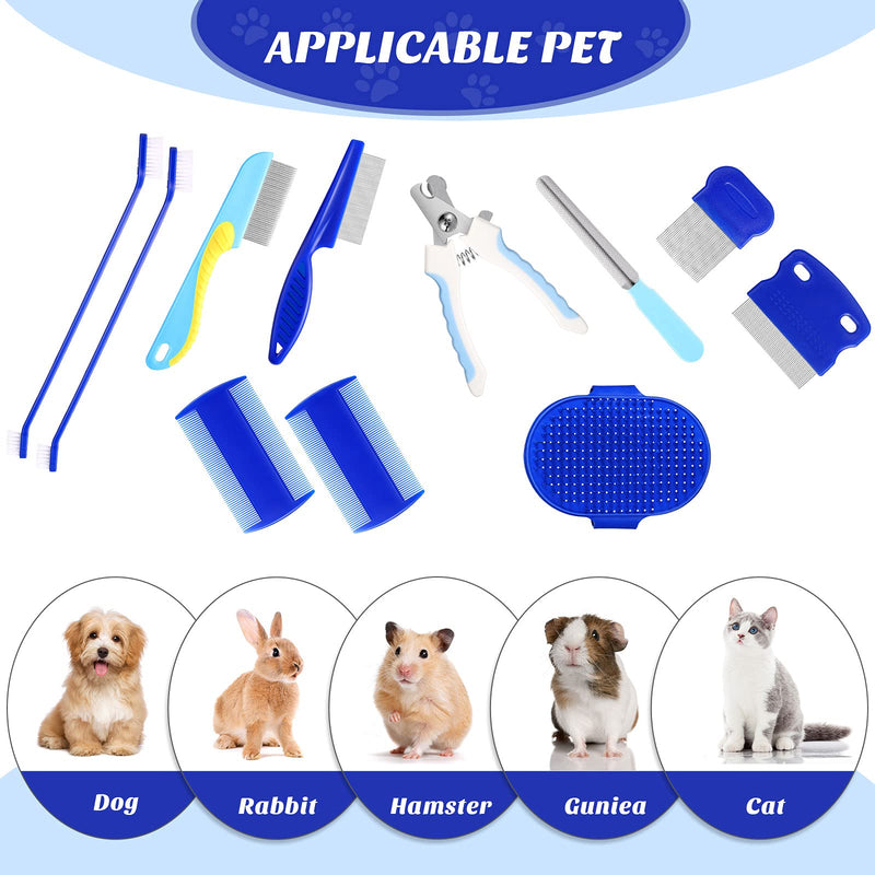 11 Pieces Rabbit Grooming Kit Pet Grooming Brush Hair Removing Comb Shampoo Bath Brush Small Animal Nail Clipper Trimmer File Pet Steel Comb Grooming Set for Rabbit Hamster Bunny Guinea Pig Dog Cat - PawsPlanet Australia