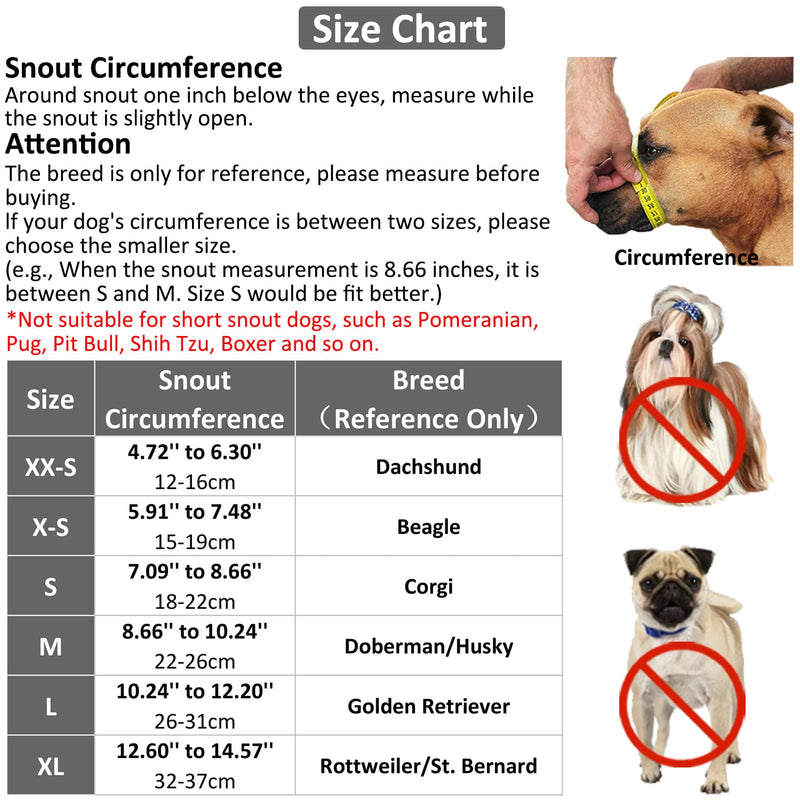 Nylon Dog Muzzle for Small Medium Large Dogs, Air Mesh Breathable and Drinkable Pet Muzzle for Anti-Biting Anti-Barking Licking XS Black - PawsPlanet Australia
