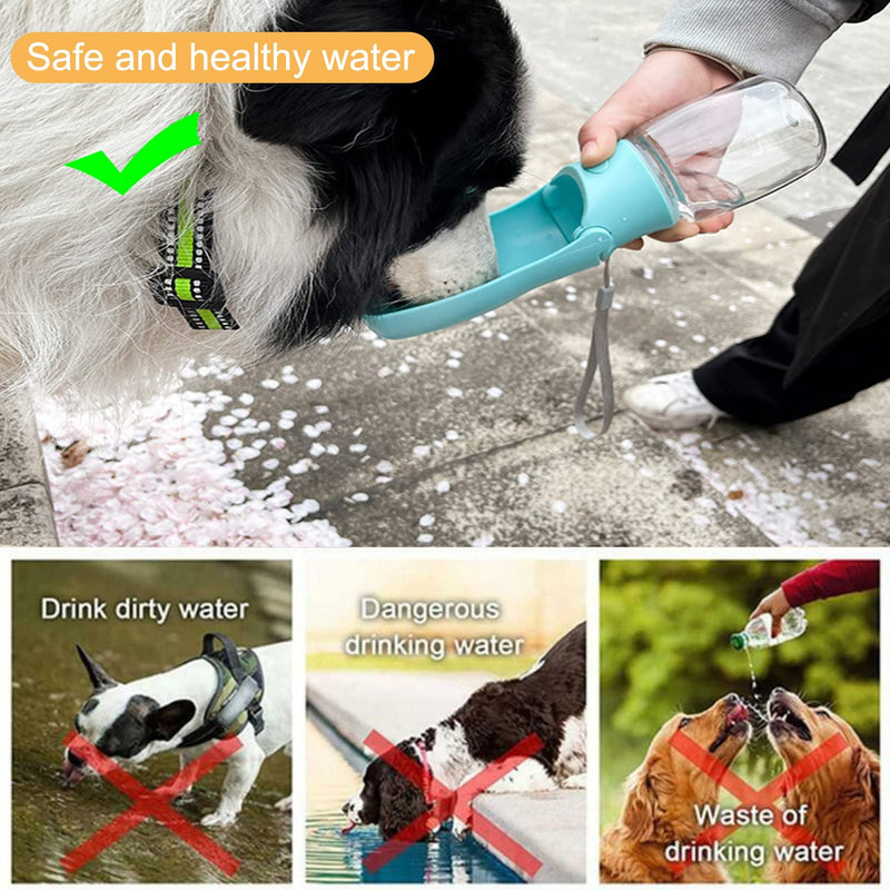 Baodan Foldable Dog Water Bottle, 350ml Portable Pet Water Bottle for Walking and Traveling, Leak Proof Dog Water Dispenser for Outdoor, Hiking - Blue - PawsPlanet Australia