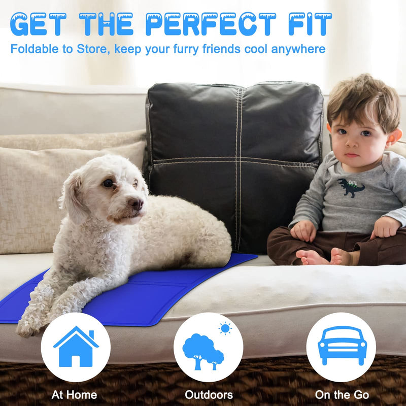 Cooling Mat for Dogs Cats, SmartyKat Dog Cooling Mats 90x50cm, Foldable Pet Cooling Mat Large, for Pet Dog Cat Keep Cool in Summer Rest Sleep Home Outdoor, (L) L (90x50cm) Blue - PawsPlanet Australia