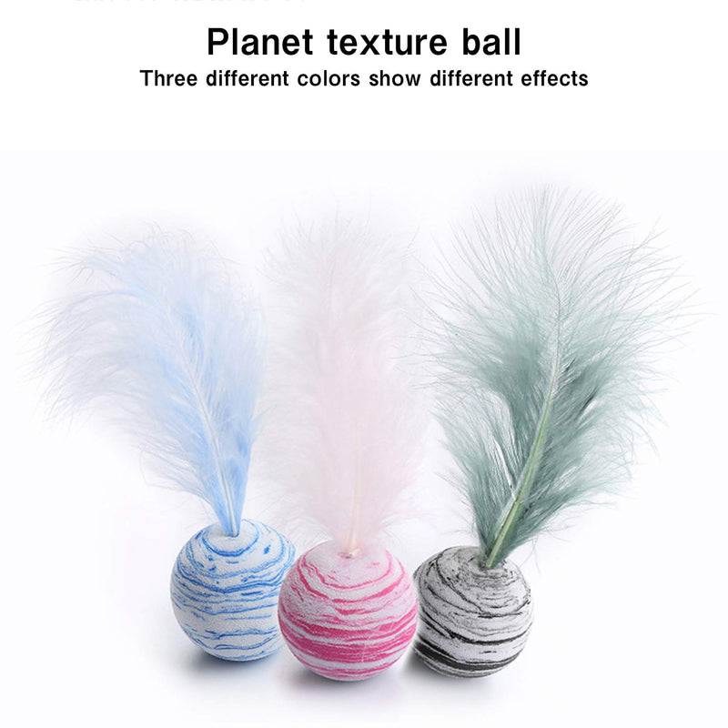 HUOXIG Cat Teeth Grinding Chew Toy Teasing Feather Ball Toy Interactive Toy kitten Scratch Trow Toy Cute Entertaining Play Toys Teath Cleaning Toy- 3Pack - PawsPlanet Australia