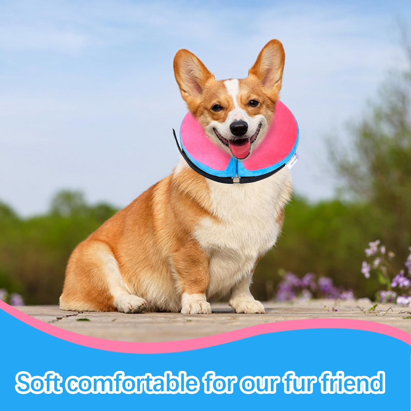 FWLWTWSS Inflatable Neck Brace Dog & Neck Brace Cat, Protective Dog Collar with Adjustable Velcro Fastener, Dog Collar Leak Protection for Recovery After Surgery or Wounds for Dogs (Pink M) Pink [Neck: 20.3cm - 30.5cm] M - PawsPlanet Australia