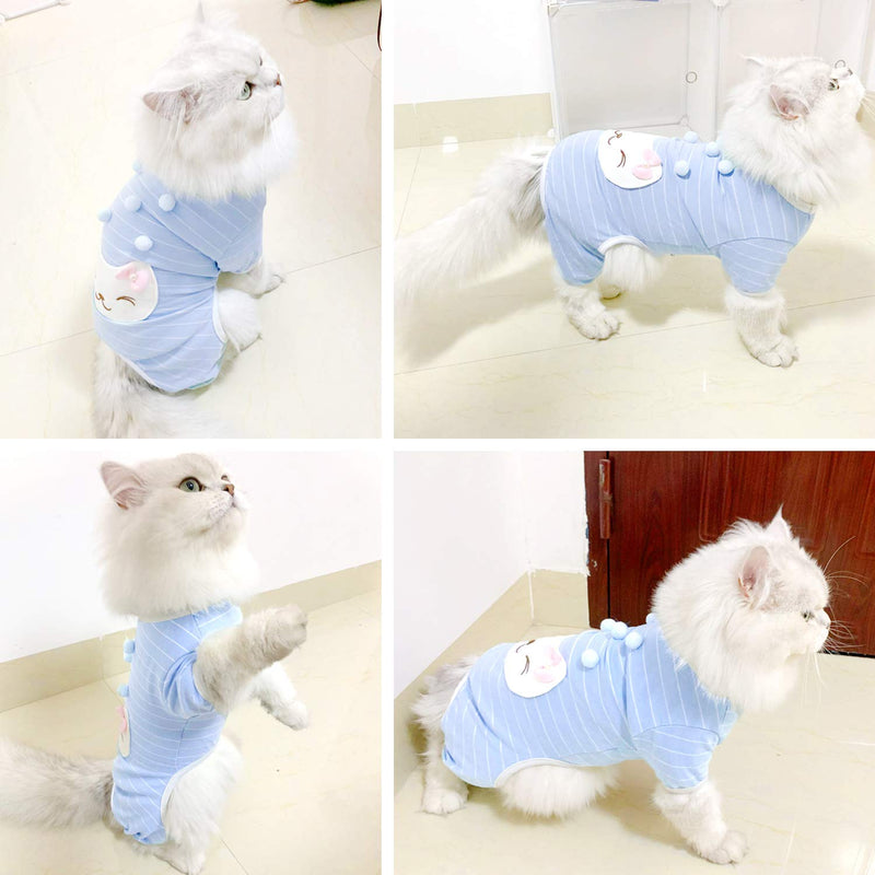 CAISANG Pet Pajamas Jumpsuit Dog Shirts for Small Medium Girls Puppy T-Shirts Soft Cotton Doggy Clothes Four Legs Apparel Cute Cat Onesies Cat Jumpsuits Comfortable Outfits Summer Winter Clothing X-Small Blue - PawsPlanet Australia