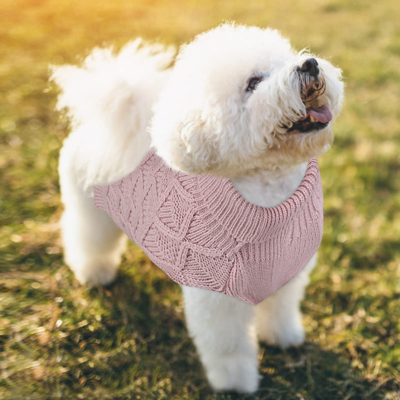 ASENKU Dog Turtleneck Sweaters, Winter Dog Sweaters Clothing, Classic Wired Knit Clothing for Cold Weather, Ideal Gift for Pets(Pink, S) Small Pink - PawsPlanet Australia