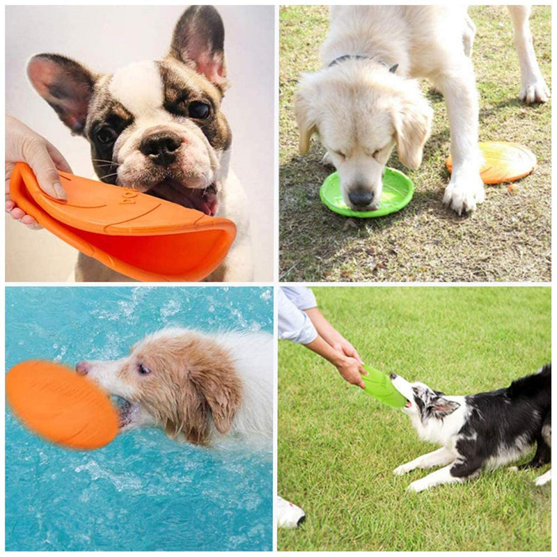 2 Pieces Dog Flying Disc Dog Frisbee Toys Dogs Training Frisbee Pet Flying Saucer Rubber Dog Flying Disks Dog Toy for Outdoor Interactive Dog Training Throwing Catching-Green Orange ø 15 cm - PawsPlanet Australia