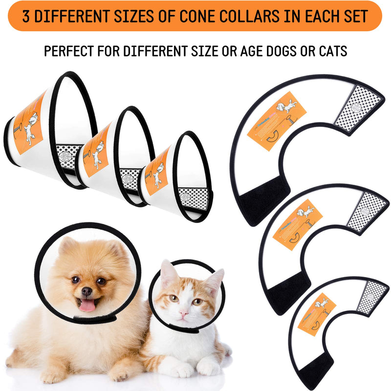 Weewooday 3 Pieces Dog Cone Collar, Adjustable Pet Cone Protective Collar Anti-Bite Lick Wound Cone Healing, Soft Plastic E-Collar Neck Cone for Small, Medium Dog and Cat - PawsPlanet Australia