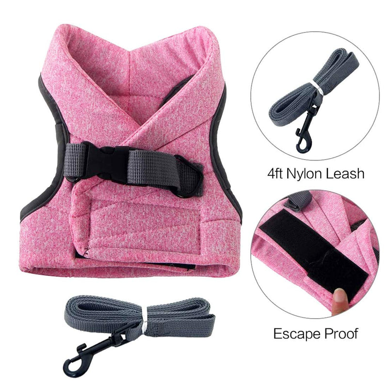 BundleMall Cat Vest Harnesses and Leash Set,Walking Outdoor Outfits,Adjustable Jacket Harness Strap,Mesh Breathable Lightweight Cotton Vest,for Pet Cats and Small Animals (L, pink) L - PawsPlanet Australia