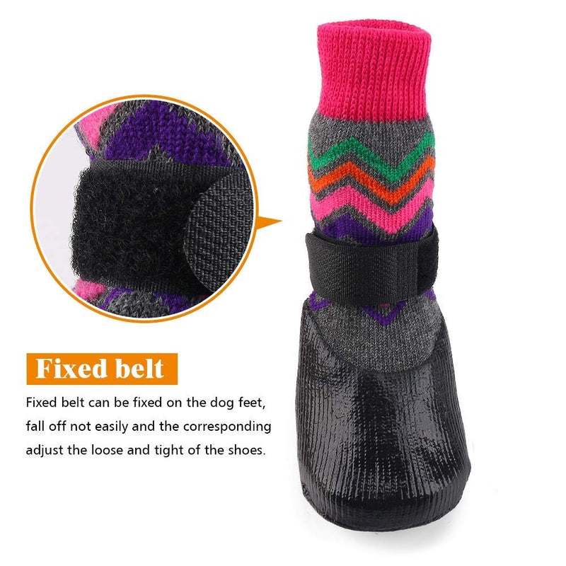 [Australia] - GLE2016 Dog Socks Boots Shoes for Dog Non-Slip Soles Adjustable Dog Paw Socks Waterproof Paw Protectors for Indoor Outdoor Use 5# Red+Black 