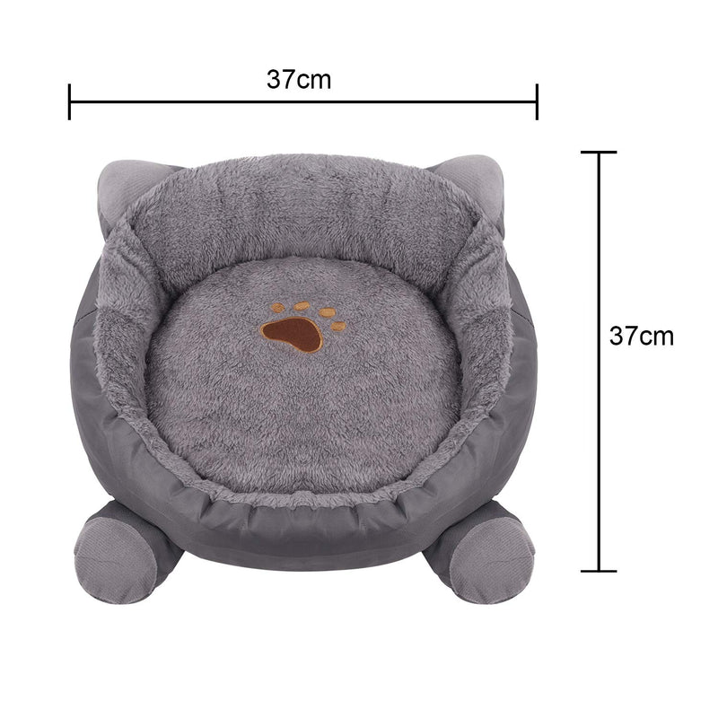 [Australia] - Small Dog Bed with Removable Washable Cover Cute Cartoon Ears Cuddler Pet Bed for Cats Small Dogs Padded Cushion Bed Anti-Slip Water-Resistant Bottom Soft Durable Pet Supplies Pet Sofa Kitten Bed Gray 