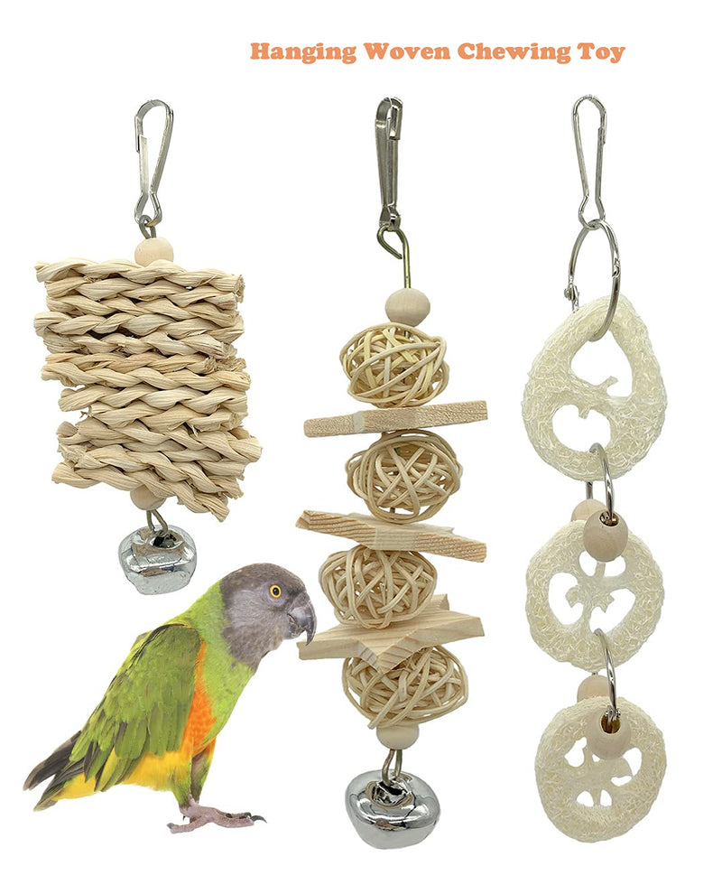 N\C 8 Pack Birds Parrot Toys,Parakeet Toys,Natural Wood Pet Bird Chewing Toys, Hanging Bell Swing Hand Made Climbing Bird Cage Toys,for Small Parrots, Love Birds,Cockatiels,Conures,Macaws,Finches - PawsPlanet Australia