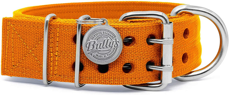Pit Bull Collar, Dog Collar for Large Dogs, Heavy Duty Nylon, Stainless Steel Hardware (XL, Orange Juice) XL-5.1 cm Wide - PawsPlanet Australia