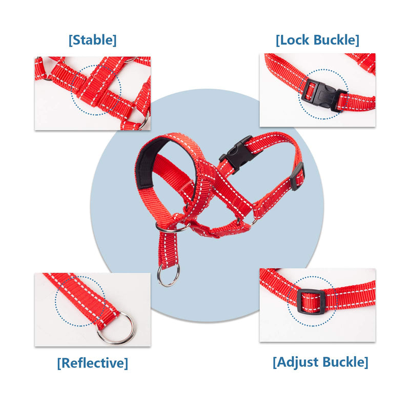 ILEPARK Dog Head Collars for Training, Colorful Head Harness for Dogs to Stop Pulling, Adjustable and Easily Control Head Halter (M,Red) M Red - PawsPlanet Australia