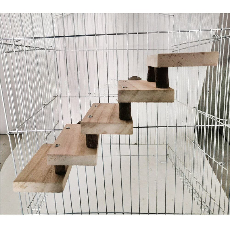 NganSuRong Natural Wooden Hamster Parrot Bird Cage Toy Pet Mouse Climbing Swing 5 Layers Ladder Stairs Platform Bridge Springboard Training Tool - PawsPlanet Australia