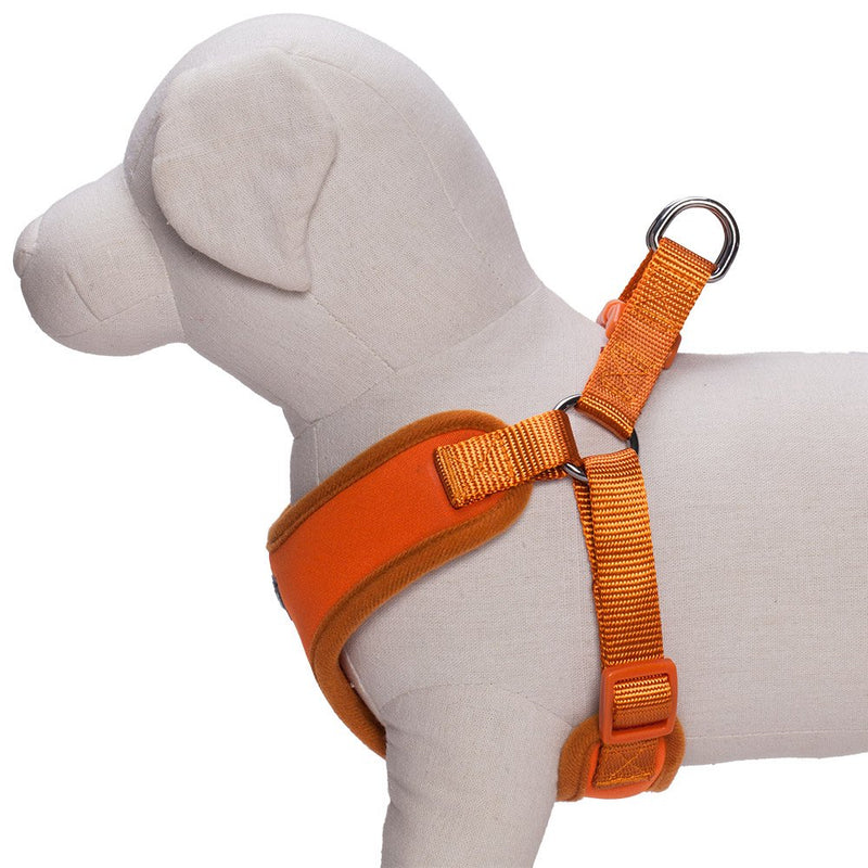 [Australia] - Blueberry Pet Harnesses for Small dogs Classic Solid Padded Dog Harness Vest Orange Fusion 14" Neck * 17-21" Chest 