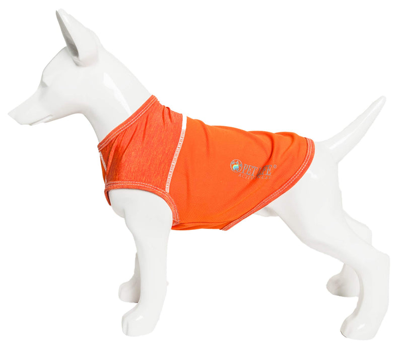 [Australia] - Pet Life Active 'Aero-Pawlse' Heathered Quick-Dry And 4-Way Stretch-Performance Dog Tank Top T-Shirt Small Orange 