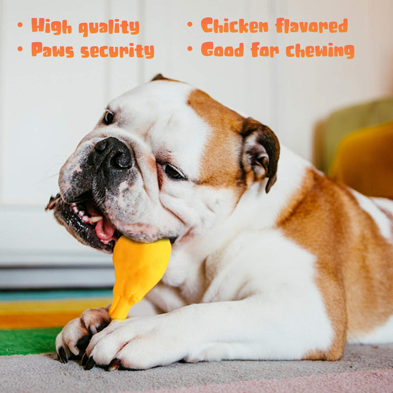 XY-WQ Dog Squeaky Toys, Rubber Chew Toys with Squeaker, Almost Indestructible Tough Durable Pet Toys for Aggressive Chewers, Puppy, Medium and Large Breed (Turkey Chicken Leg) Yellow - PawsPlanet Australia