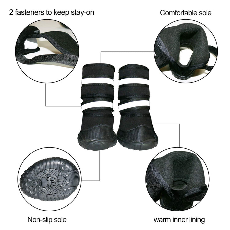 [Australia] - RilexAwhile Dog Shoes, Warm Rubber Sole Non Slip Dog Boots,with Warm Inner Lining，Reflective Durable Winter Pet Snow Paw Protectors Cover, Suitable for Medium and Large Dogs.2 Pairs XS Black 