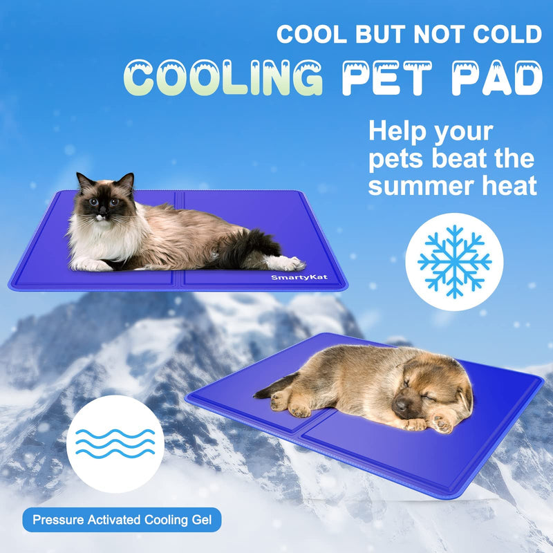 Cooling Mat for Dogs Cats, SmartyKat Dog Cooling Mats 90x50cm, Foldable Pet Cooling Mat Large, for Pet Dog Cat Keep Cool in Summer Rest Sleep Home Outdoor, (L) L (90x50cm) Blue - PawsPlanet Australia