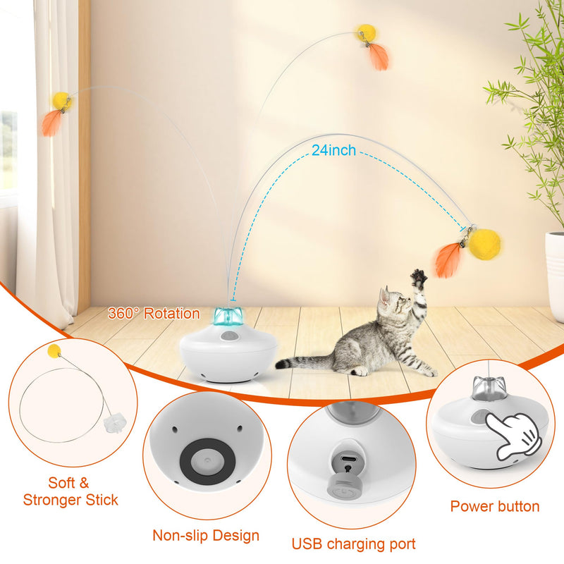 IOKHEIRA Interactive Cat Toy Electric Automatic Cat Toy for Indoor Cats, Self-employment Rechargeable with 360° Rotating & Cat Toy Intelligence Accessories - PawsPlanet Australia