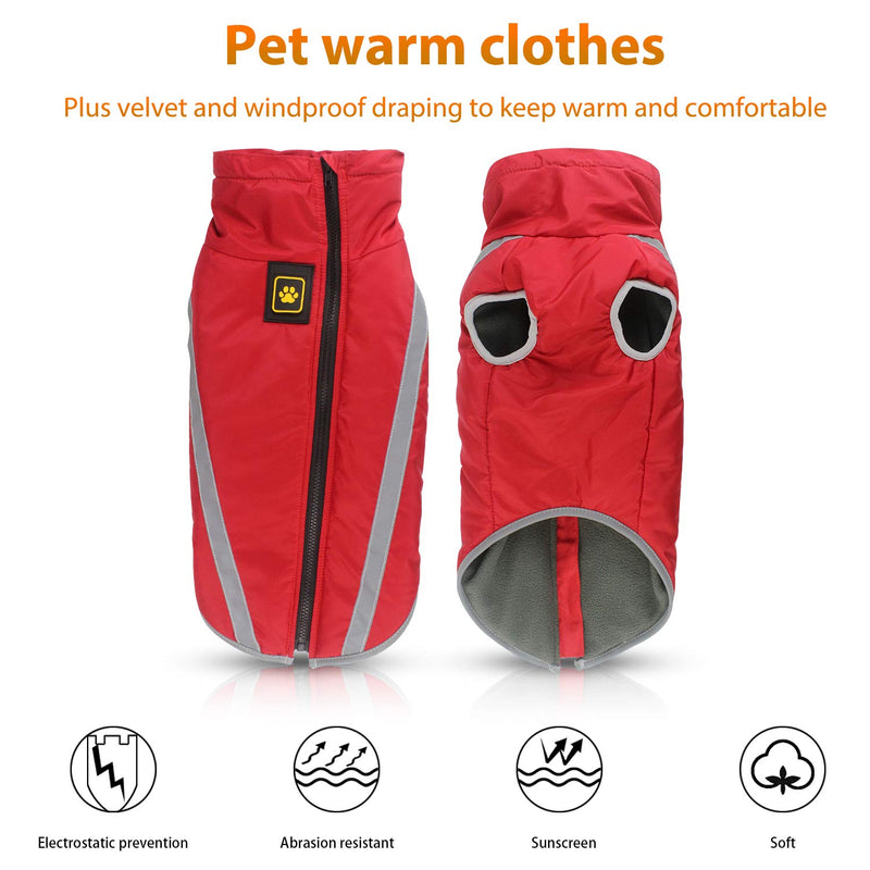 PETCUTE Dog coat Warm Vest Jacket for medium large dogs waterproof dog coat 5XL(Chest:80cm, Back:60cm) Red - PawsPlanet Australia