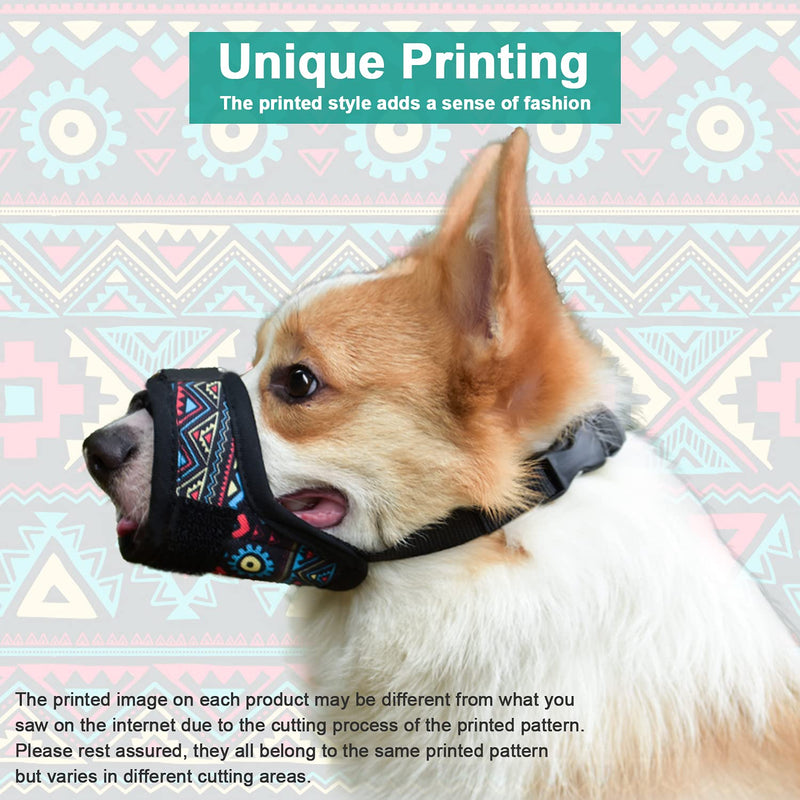 LUCKYPAW Dog Muzzle for Small Medium Large Dog to Prevent Biting Barking Chewing, Printed Nylon Dog Mouth Cover with Adjustable Velcro and Comfort Fit - PawsPlanet Australia