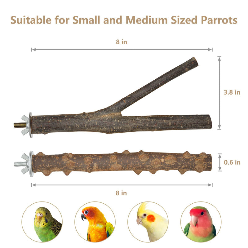 LIMIO Bird Perch 5 PCS Natural Wood Stand Parakeet Toys Bird Cage Accessories for Parrots Conure Supplies Budgie Platform - PawsPlanet Australia