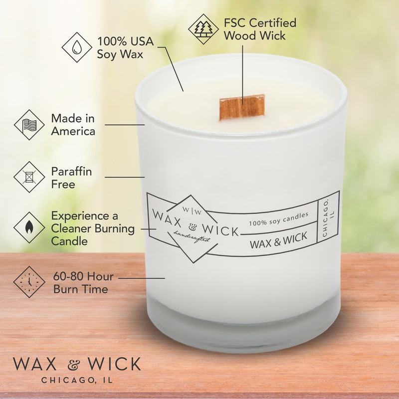 Scented Soy Candle: 100% Pure Soy Wax with Wood Double Wick | Burns Cleanly up to 60 Hrs | Mulled Cider Scent - Notes of Apple, Nutmeg, Vanilla, & Caramel. | 12 oz White Jar by Wax and Wick - PawsPlanet Australia